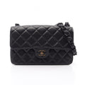 Chanel Shoulder Bag Quilted Single Flap Plastic Chain Black Caviar
