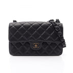 Chanel Shoulder Bag Quilted Single Flap Plastic Chain Black Caviar