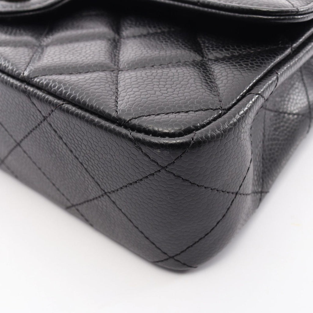 Chanel Shoulder Bag Quilted Single Flap Plastic Chain Black Caviar