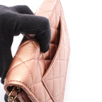 Chanel Shoulder Bag Quilted Metallic Rose Gold Leather Chain Wallet