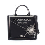 Dior Tote Bag Book 2-Way Black White Canvas