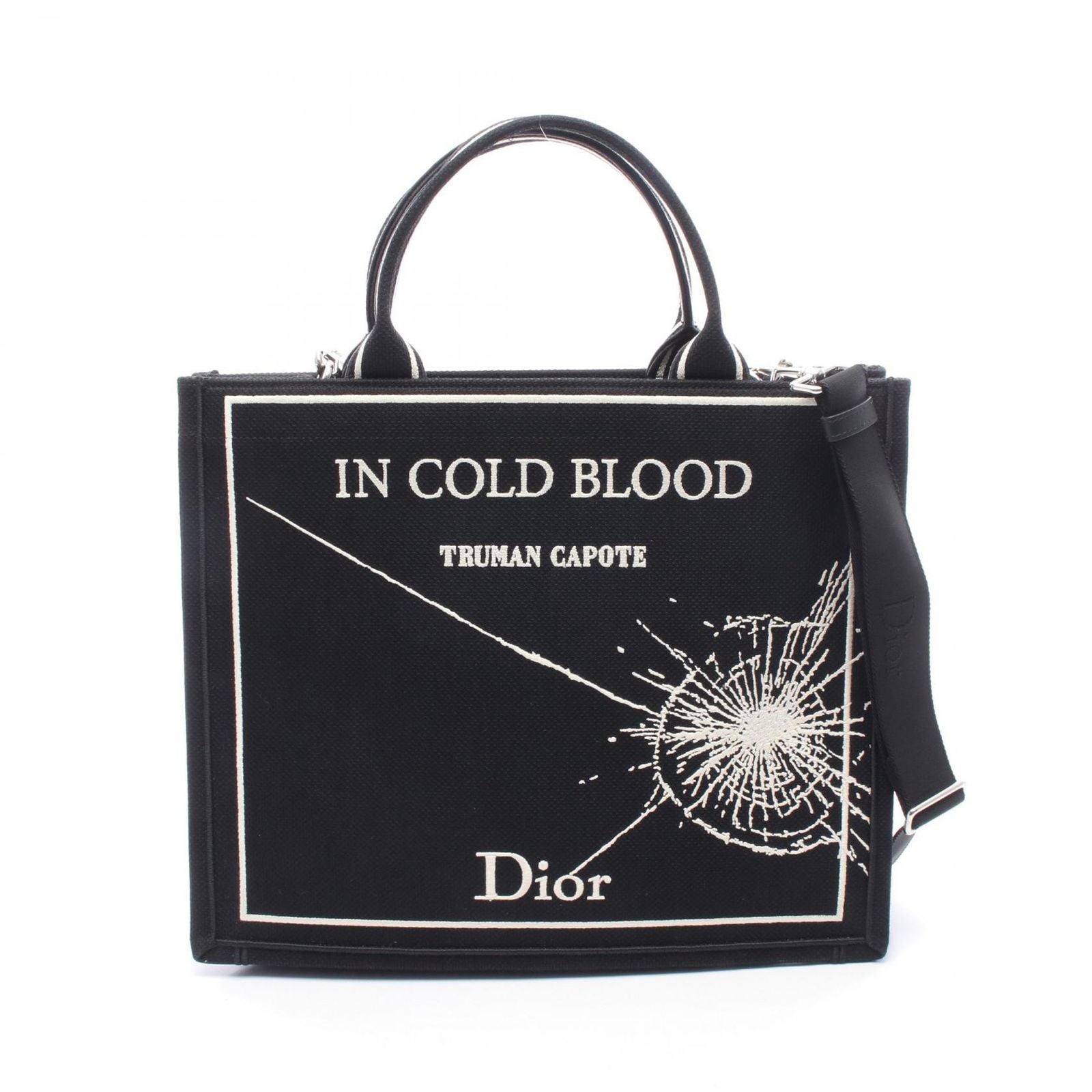 Dior Tote Bag Book 2-Way Black White Canvas