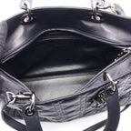 Dior Handbag Lady Dior Large 2-Way Black Leather Lady Dior Cannage Tote Bag