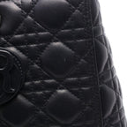 Dior Handbag Lady Dior Large 2-Way Black Leather Lady Dior Cannage Tote Bag