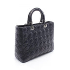 Dior Handbag Lady Dior Large 2-Way Black Leather Lady Dior Cannage Tote Bag