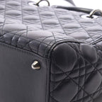 Dior Handbag Lady Dior Large 2-Way Black Leather Lady Dior Cannage Tote Bag