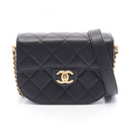 Chanel Shoulder Bag Quilted Small Flap Black Caviar Leather Chain