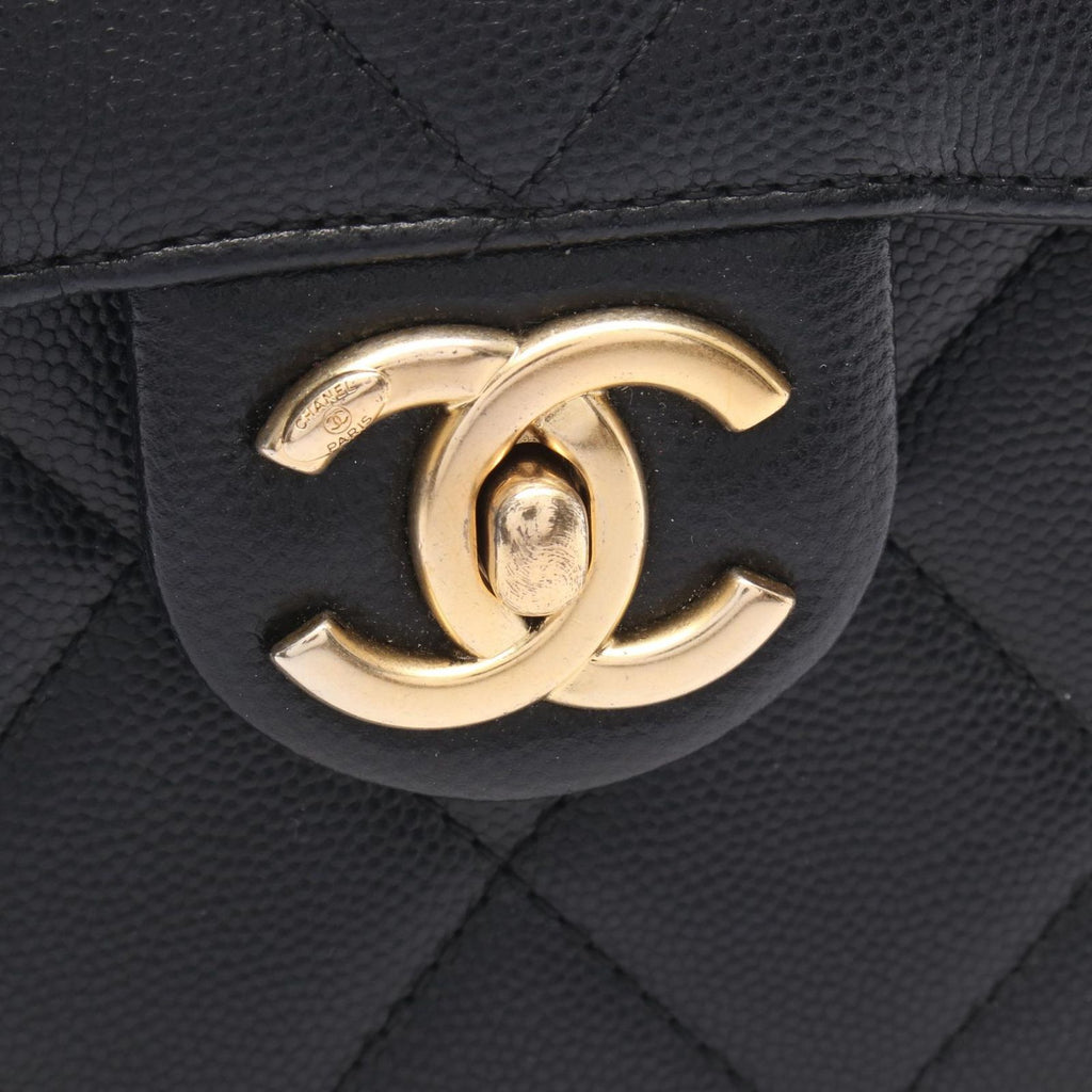 Chanel Shoulder Bag Quilted Small Flap Black Caviar Leather Chain