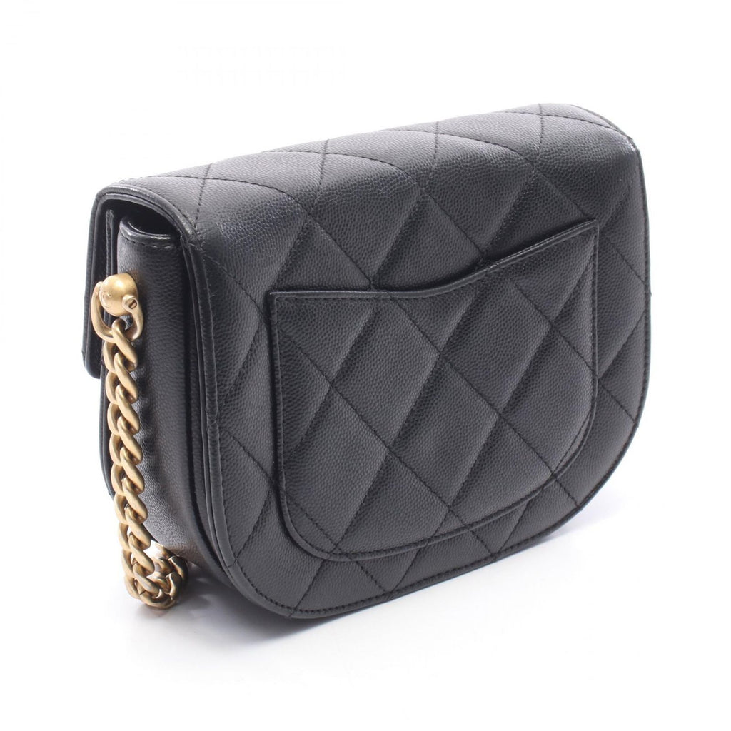 Chanel Shoulder Bag Quilted Small Flap Black Caviar Leather Chain
