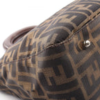 Fendi Handbag Zucca Black Brown Leather