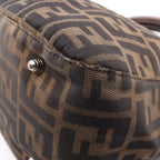 Fendi Handbag Zucca Black Brown Leather