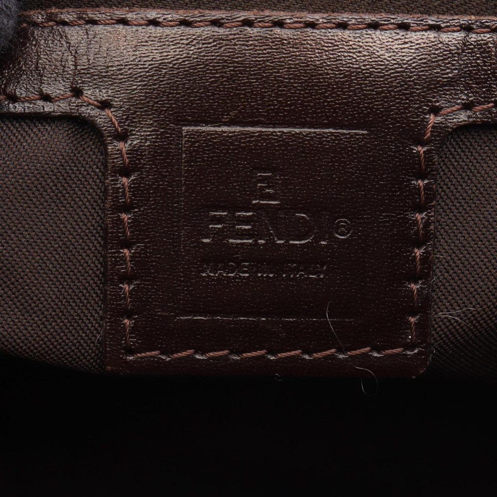 Fendi Handbag Zucca Black Brown Leather