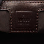 Fendi Handbag Zucca Black Brown Leather