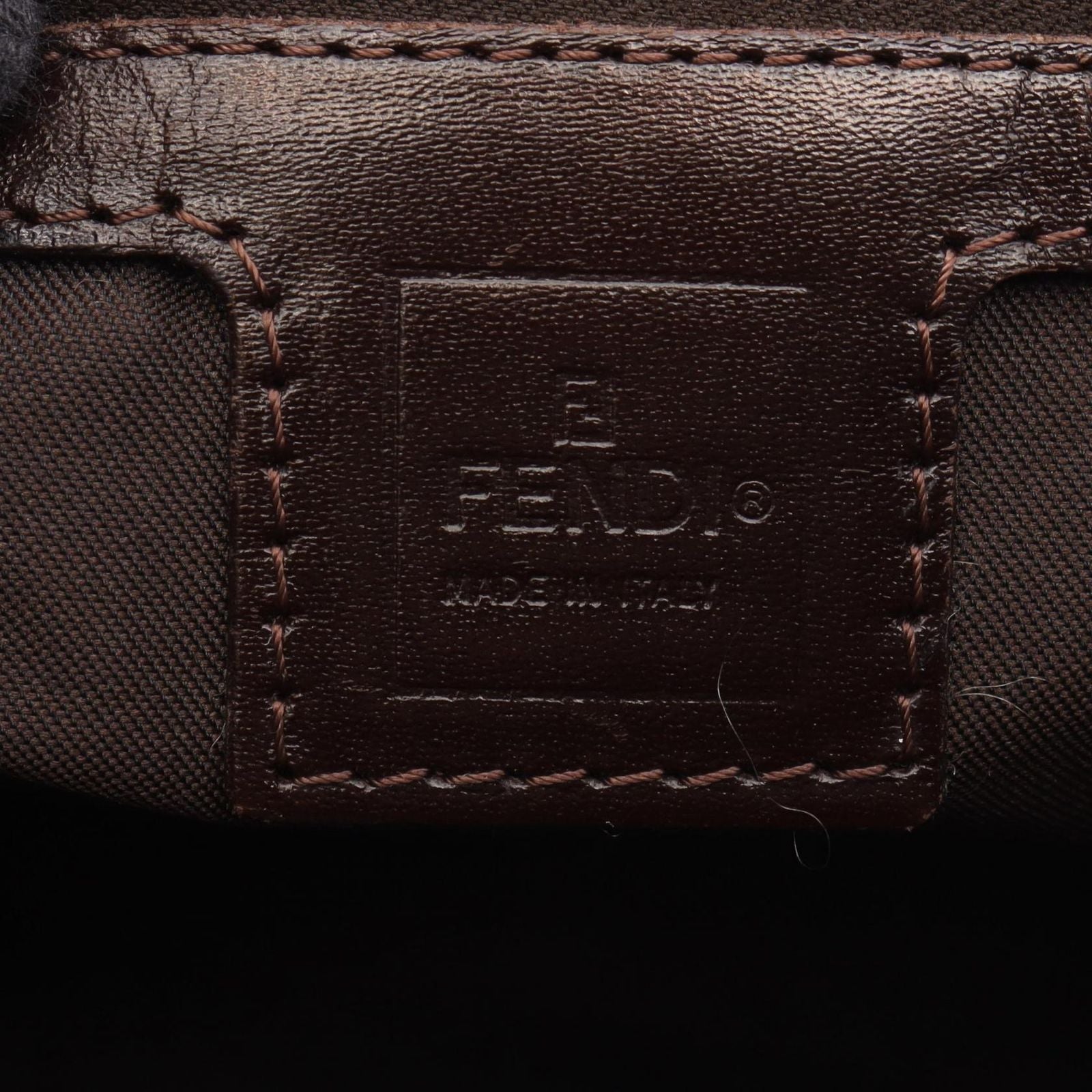 Fendi Handbag Zucca Black Brown Leather