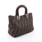 Fendi Handbag Zucca Black Brown Leather