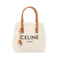 Celine Tote Bag Horizontal Cabas Natural Brown Canvas Leather