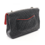 Chanel Shoulder Bag Quilted Single Flap Bicolor Black Red Lambskin Chain