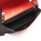 Chanel Shoulder Bag Quilted Single Flap Bicolor Black Red Lambskin Chain