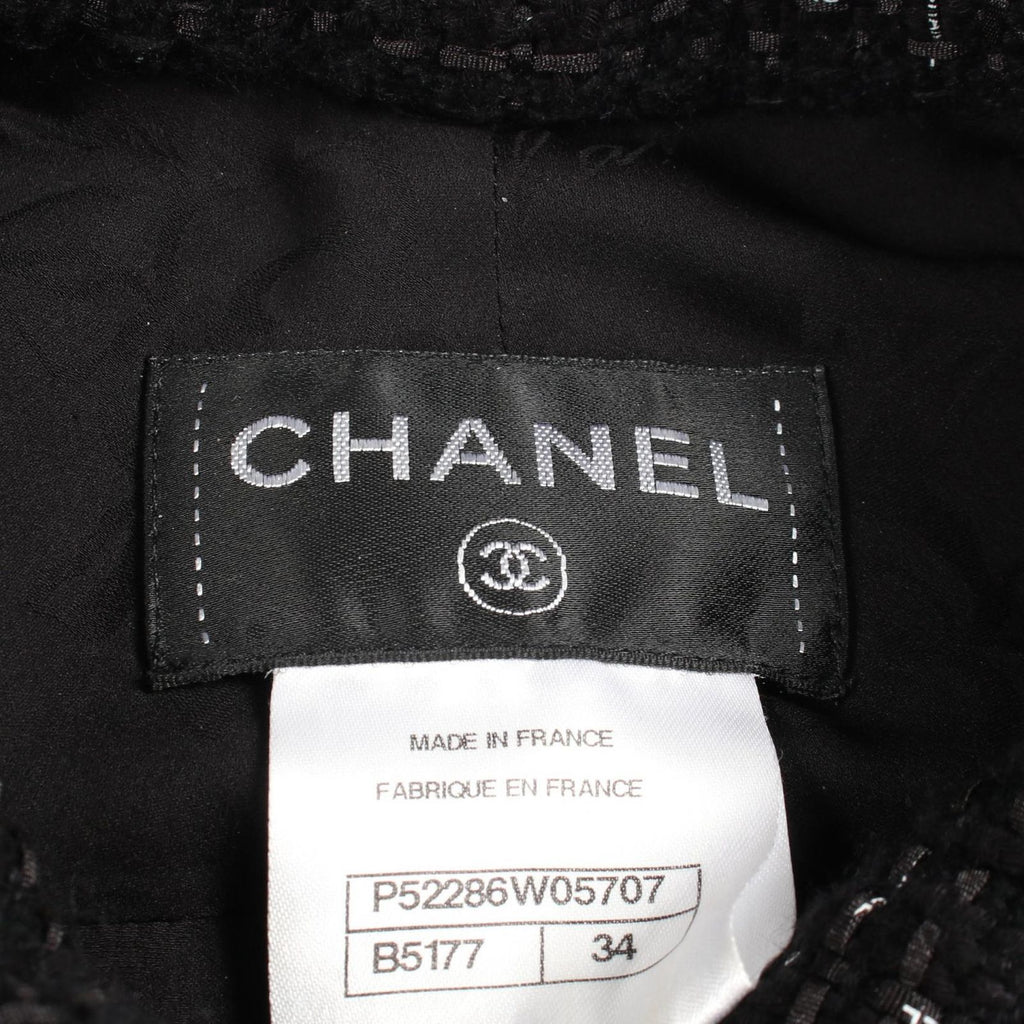 Chanel Dress Bijou Button Tweed Switch Pleated Cotton — view 3