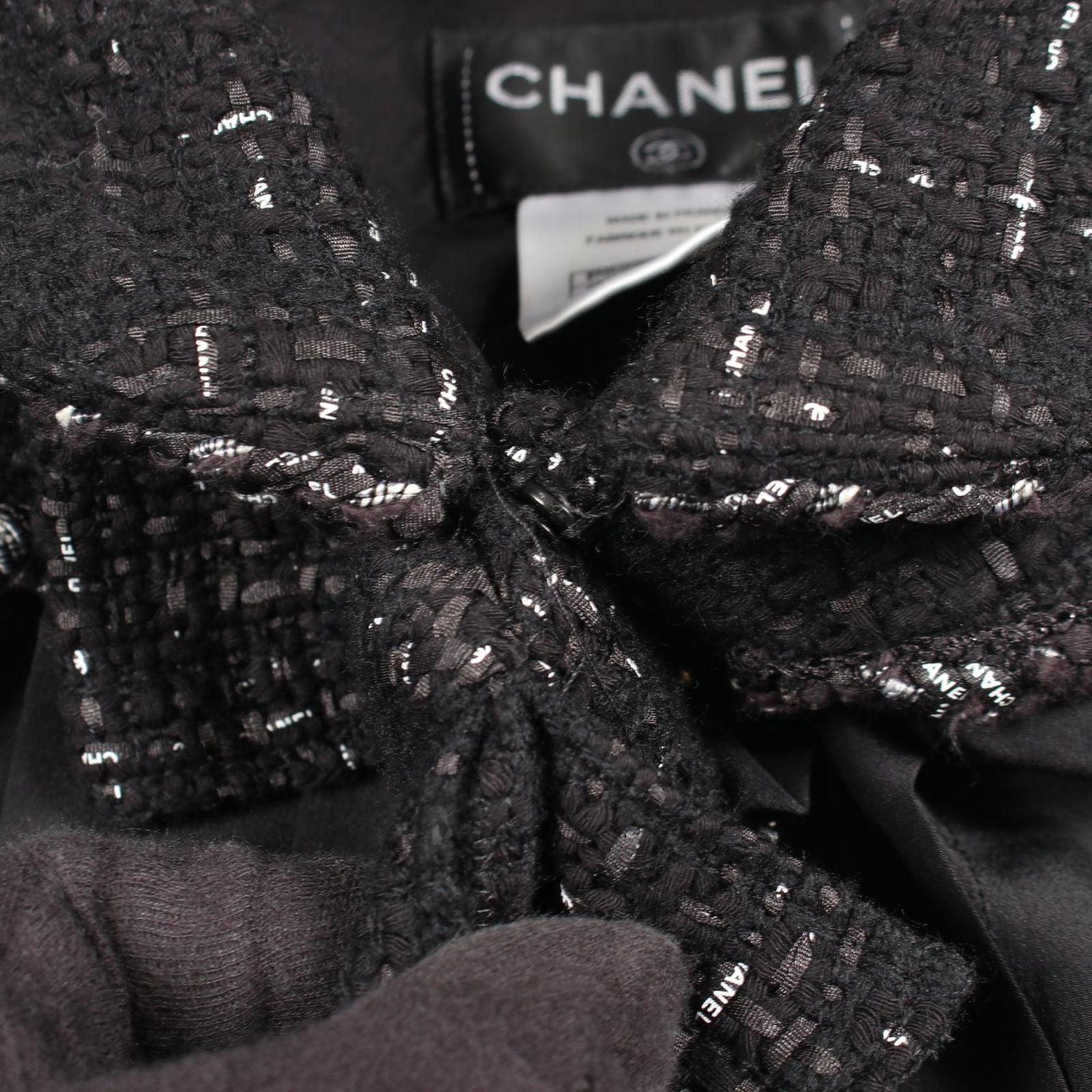 Chanel Dress Bijou Button Tweed Switch Pleated Cotton — view 8