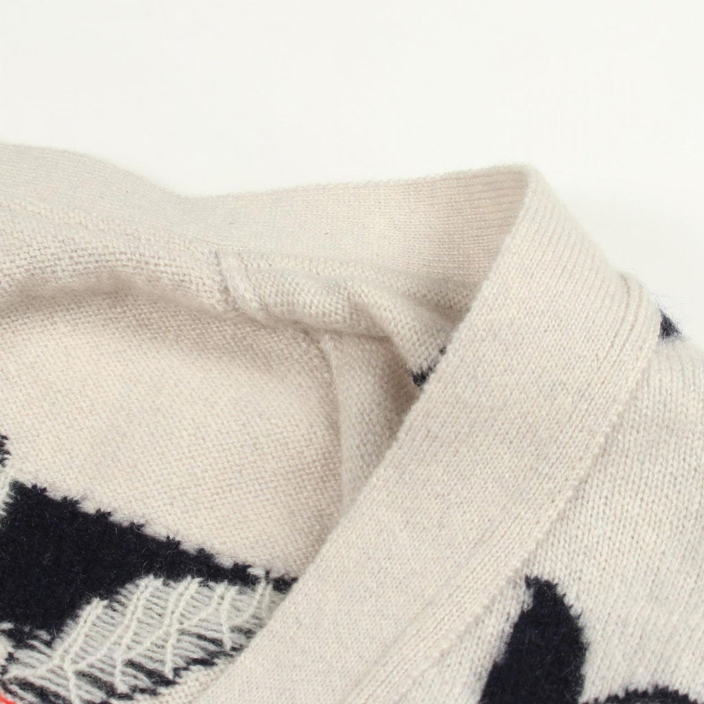 Chanel Cardigan Floral Neck White Cashmere — view 7