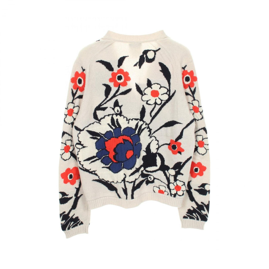 Chanel Cardigan Floral Neck White Cashmere — view 2