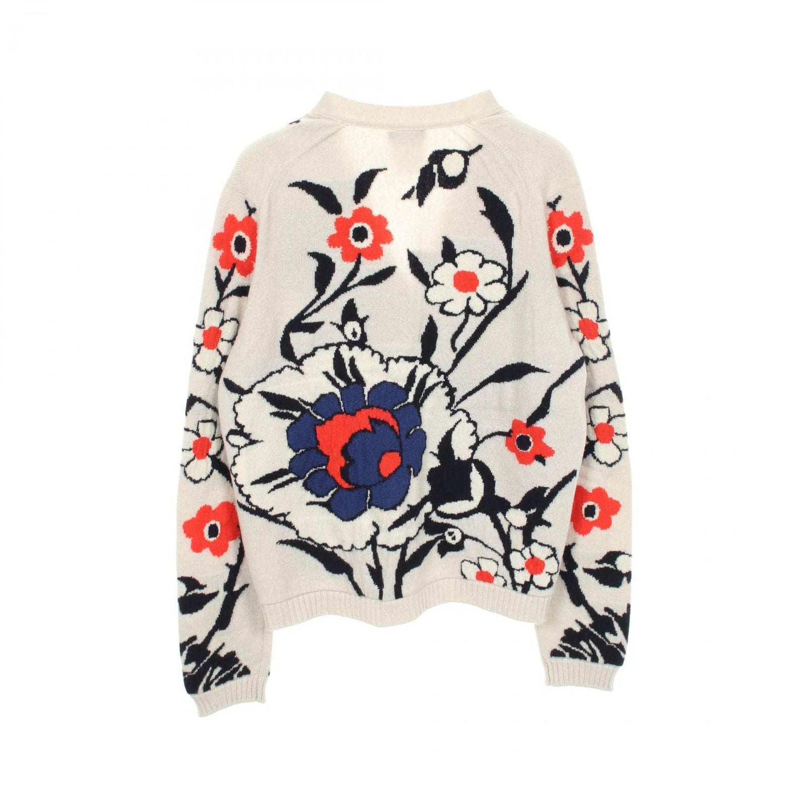 Chanel Cardigan Floral Neck White Cashmere — view 2