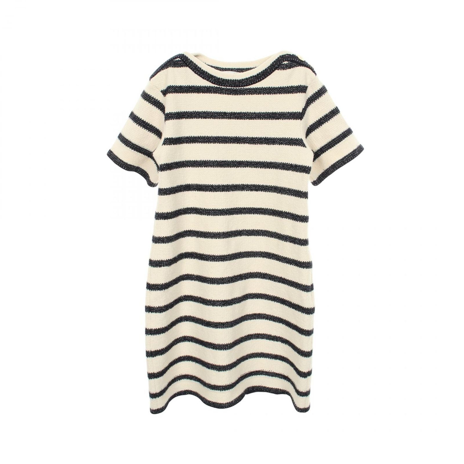 Dior Dress Border Short Sleeve Cotton Wool