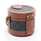 Celine Shoulder Bag Tumble Small Triomphe Black Brown Canvas Leather