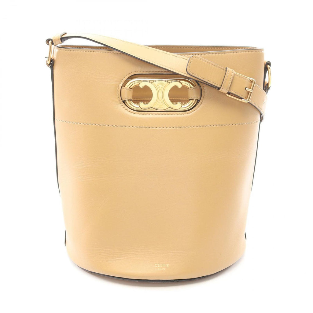 Celine Shoulder Bag Maillon Triomphe Beige Leather