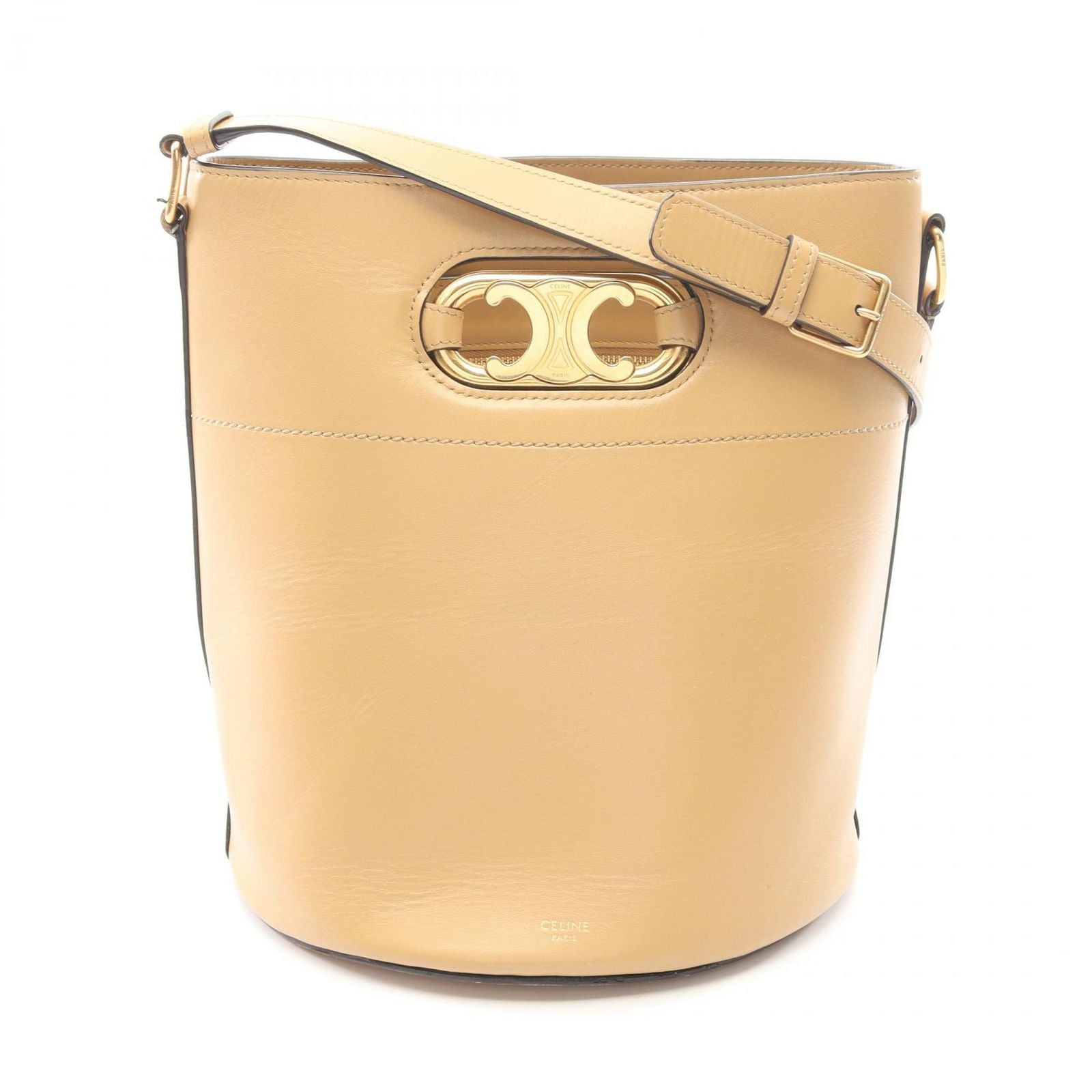 Celine Shoulder Bag Maillon Triomphe Beige Leather