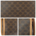 Celine Vintage Macadam Brown Gold Leather Clutch Bag