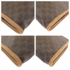 Celine Vintage Macadam Brown Gold Leather Clutch Bag