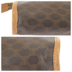Celine Vintage Macadam Brown Gold Leather Clutch Bag