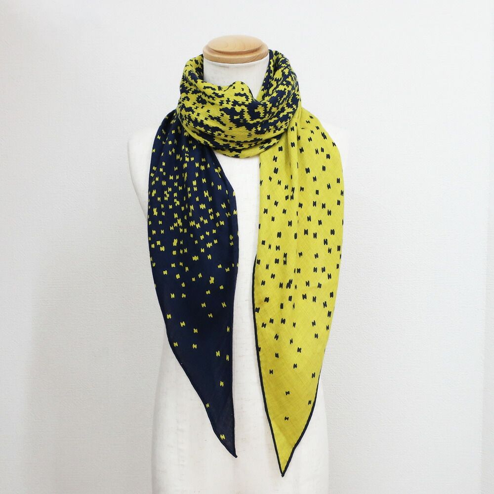 Hermes Heaven Losange GM Scarf Shawl Navy Yellow Cashmere Silk