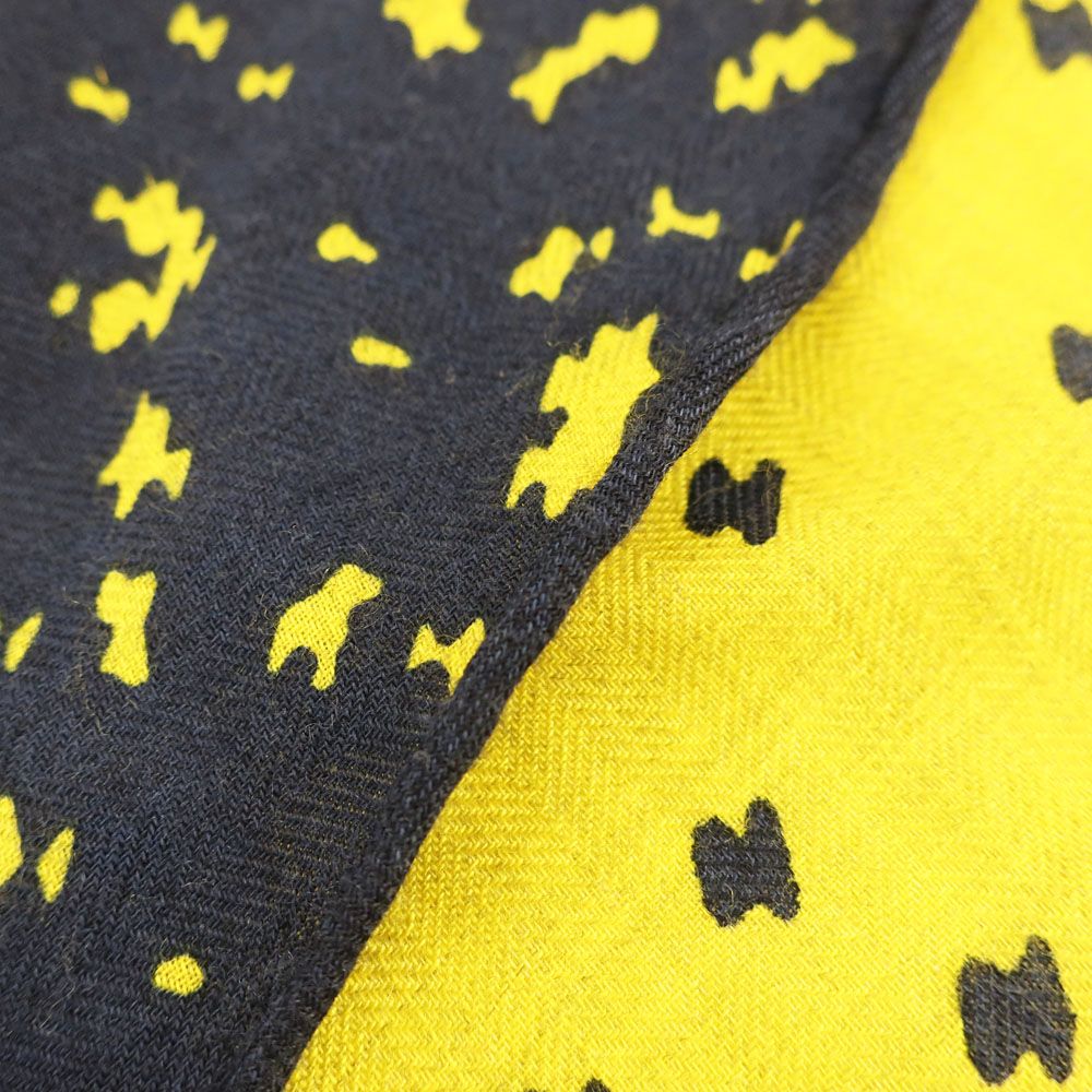 Hermes Heaven Losange GM Scarf Shawl Navy Yellow Cashmere Silk
