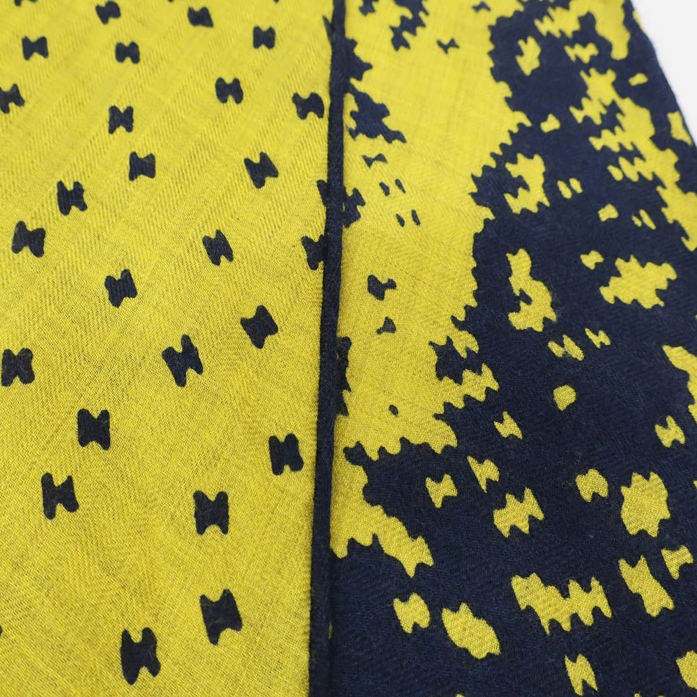 Hermes Heaven Losange GM Scarf Shawl Navy Yellow Cashmere Silk