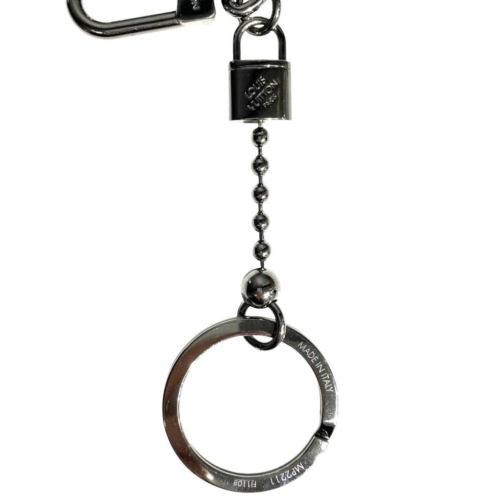 Louis Vuitton Bag Charm Key Ring Porte Cles Tab Leather Logo Black Yellow Silver — view 7