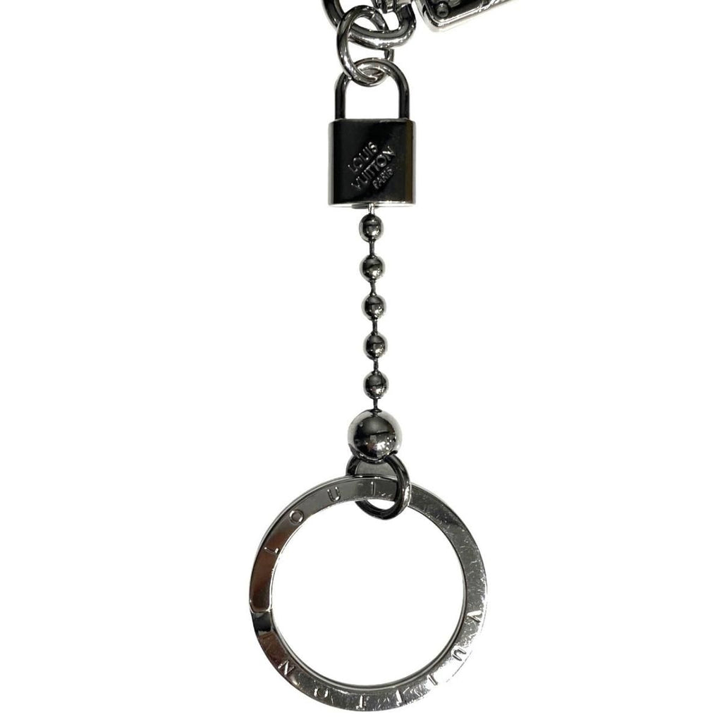Louis Vuitton Bag Charm Key Ring Porte Cles Tab Leather Logo Black Yellow Silver — view 6
