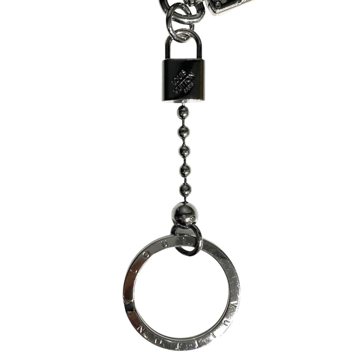 Louis Vuitton Bag Charm Key Ring Porte Cles Tab Leather Logo Black Yellow Silver — view 6