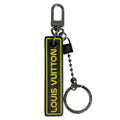 Louis Vuitton Bag Charm Key Ring Porte Cles Tab Leather Logo Black Yellow Silver