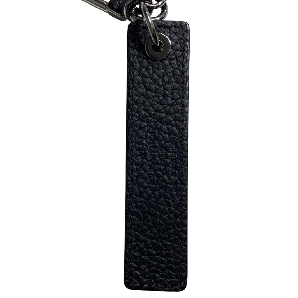 Louis Vuitton Bag Charm Key Ring Porte Cles Tab Leather Logo Black Yellow Silver — view 4