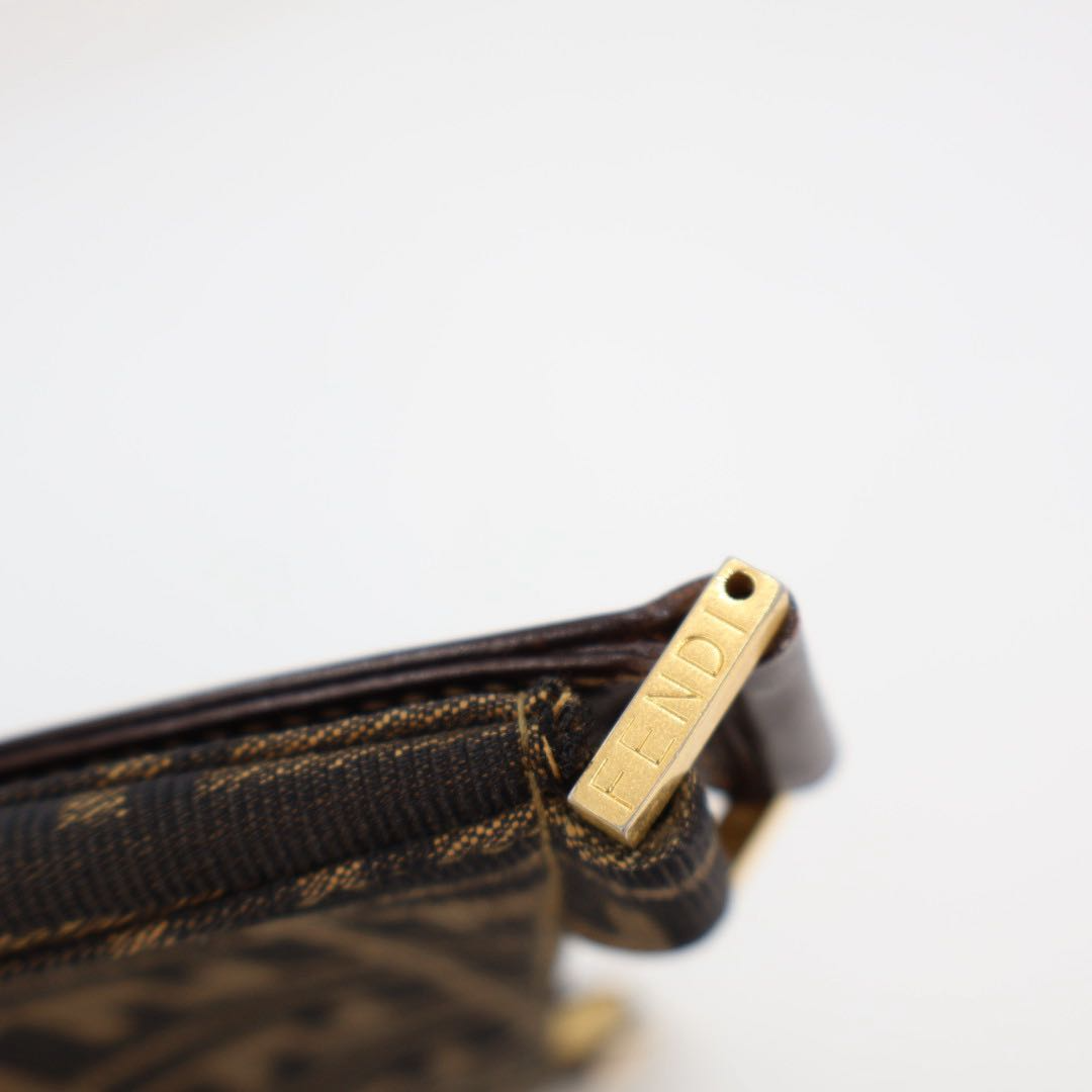 Fendi Shoulder Bag Zucca Canvas Leather