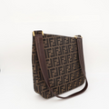 Fendi Shoulder Bag Zucca Canvas Leather