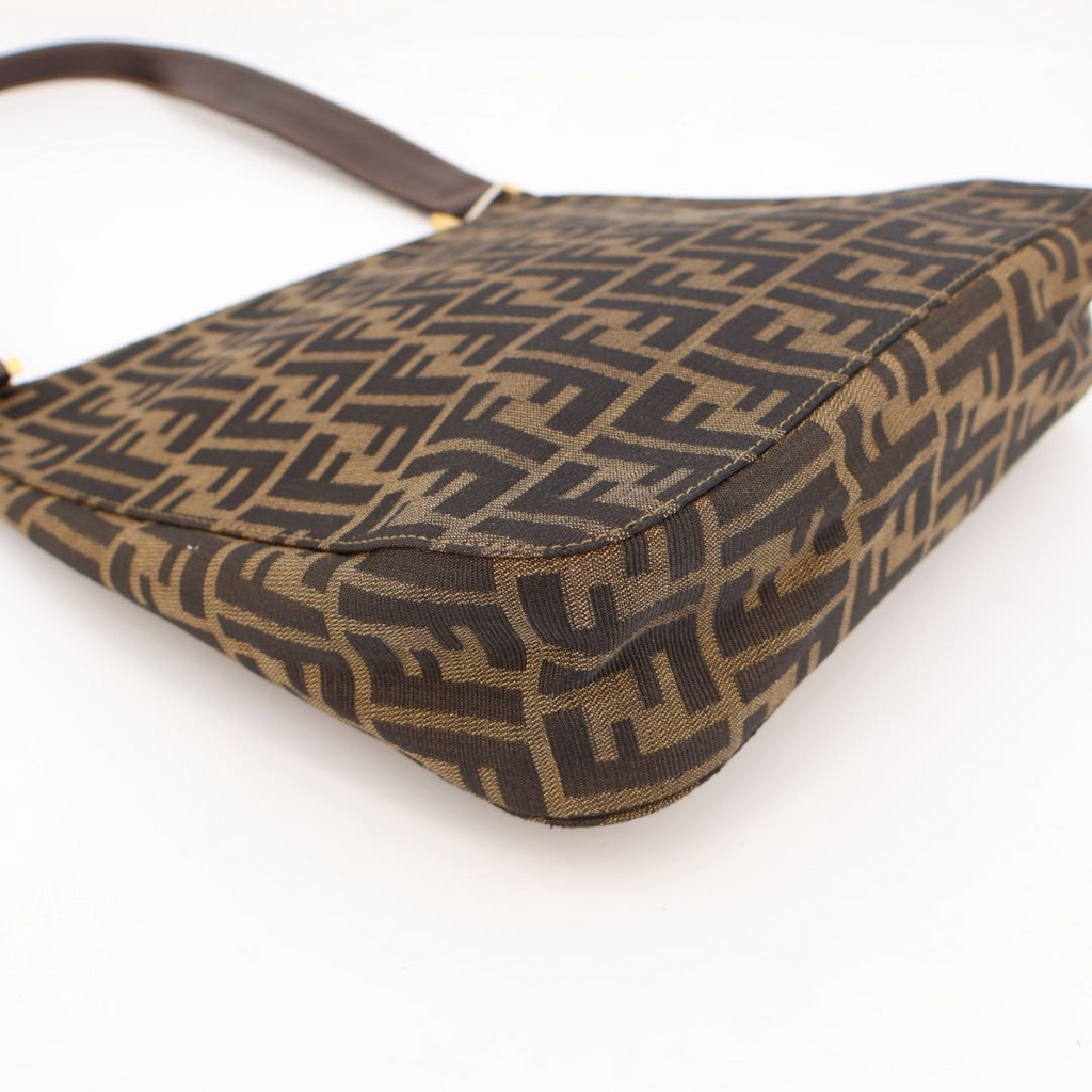 Fendi Shoulder Bag Zucca Canvas Leather