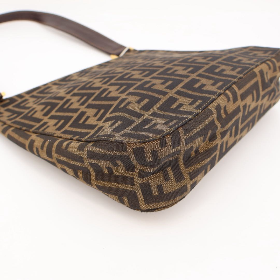 Fendi Shoulder Bag Zucca Canvas Leather
