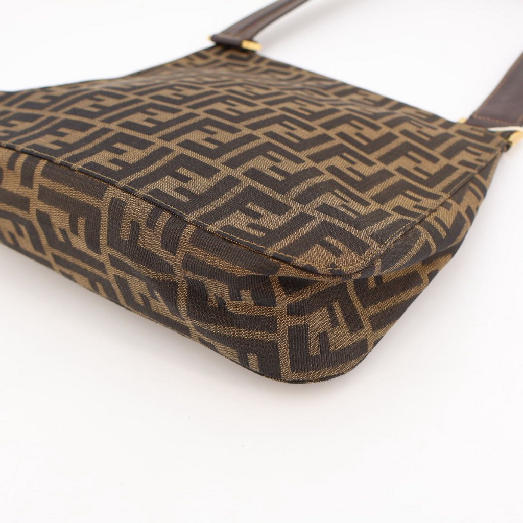 Fendi Shoulder Bag Zucca Canvas Leather