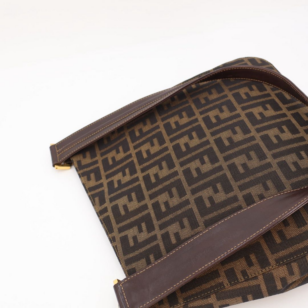 Fendi Shoulder Bag Zucca Canvas Leather