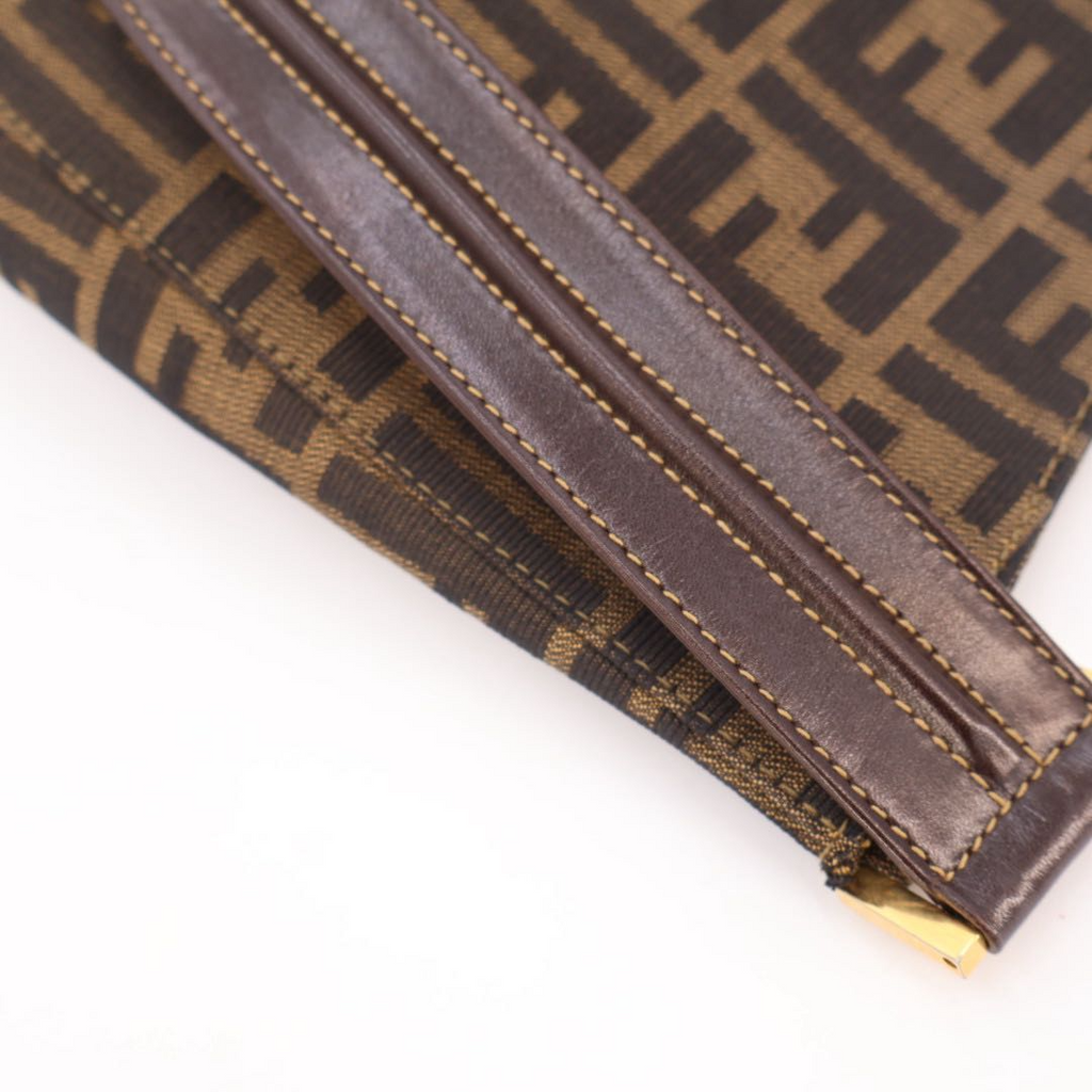 Fendi Shoulder Bag Zucca Canvas Leather