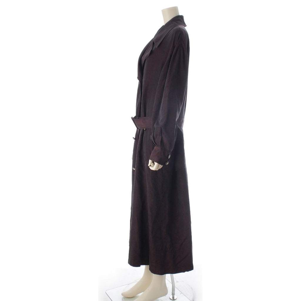 Chanel Vintage Silk Paper Tag Glossy Trench Coat Burgundy 38 — view 3